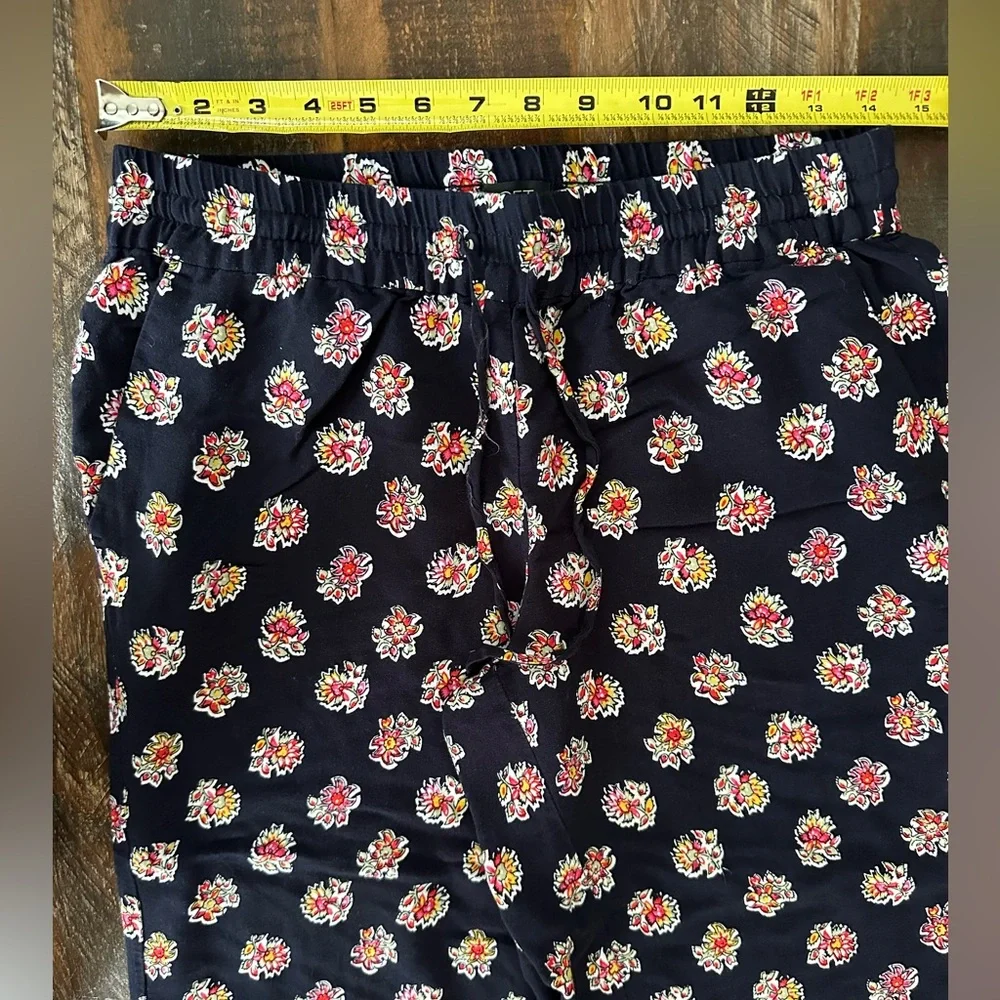 Loft Women’s S Navy Blue Floral Wide Leg Drawstring Palazzo Pants